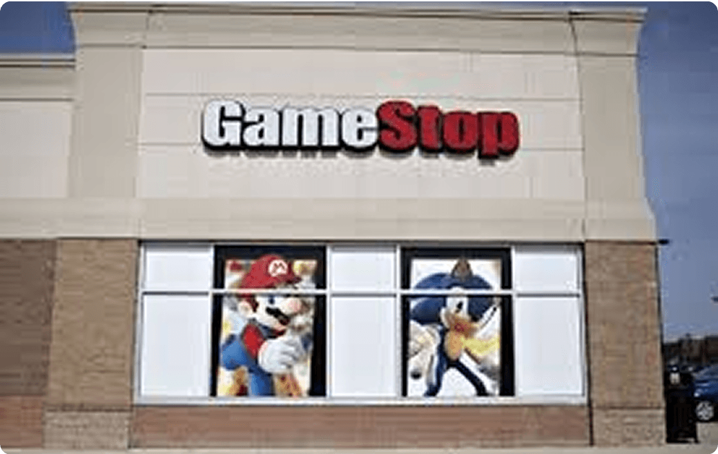 GameStop storefront with game displays